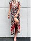 ieftine Rochii Boho-Pentru femei Rochie Maxi Rochie casual Rochie leagăn Rochii Boho Chic Rochie A line Boemia Stilat Casual Vacanță Zilnic Plajă Potrivire Largă Floral Manșon scurt În V Negru Roșu-aprins Vară Primăvară
