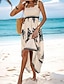 preiswerte Ausgefallene Kleider-Damen kleid lang Casual kleid A Linie Kleid Sommerkleid Boho-Kleid Böhmen Hawaiianisch Stilvoll Urlaub Täglich Verabredung Regular Fit Graphic Ärmellos Quadratischer Ausschnitt Schwarz Rosa Rote Grün
