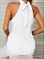 baratos Camisolas &amp; Baby Dolls de mulher-Camisola feminina regata cor sólida estilosa casual sem mangas decote halter tops regulares diários branca rosa fúcsia verão