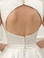 cheap Little White Dresses-Engagement Little Graduation White Dresses Wedding Dresses A-Line Square Neck Sleeveless Short / Mini Satin Bridal Gowns With Sash / Ribbon Flower