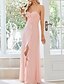 billiga Brudtärneklänningar-A-linjeformad Brudtärneklänning Söt hjärtformad  Spaghetti Band  Strapless Lång Ärmlängd Elegant Golvlängd Chiffon  Spandex med Korsning  Volanger  Drapering