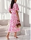 ieftine Rochii florale elegante-Pentru femei Rochii Midi Rochie casual Rochie leagăn Rochie A line Stilat Casual Vacanță Zilnic Fit regulat Floral Manșon scurt În V Alb Roșu-aprins Vară