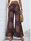 abordables pierna ancha y cintura alta-Mujer Perneras anchas Chinos Moda Ropa de calle Longitud total Alta cintura Leopardo Bolsillo Cintura elástica Estampado Confortable Suave Cómodo Microelástico Exterior Calle Negro Verano Primavera