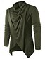 abordables camisetas basicas-Camiseta de manga larga con cuello redondo sólido de caballero retro para hombre, blusa informal suelta asimétrica punk, blusa verde militar