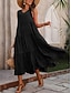 abordables Robes de vacances-Femme Robe Maxi Robe casual Robe Évasée Robe Trapèze mode basique Décontractées Vacances du quotidien Standard Plein Sans Manches Col V Noir Jaune Rouge Fuchsia Eté Printemps