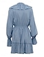 abordables Robes décontractées blanches-Femme Robe mi-longue robe blanche mode basique Décontractées Vacances du quotidien Standard Plein manche longue Col V Blanche Bleu Printemps Automne