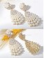 abordables Boucle d&amp;#39;oreille pour femme-Boucles d&#039;oreilles pendantes élégantes en fausses perles et strass – style vintage, plaquées or, parfaites pour les mariages et les occasions formelles