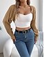 billige Åpen front cardigan-Dame Kofte Kabelstrikket genser Gatemote Daglig Stilfull Ren farge Tykk Heklet Åpen Forside Uthult Strikket Raglan Ermer Lanterne Erme Langermet Crop Tops Strikke Hjem Fest Daglig Svart Hvit Vår Høst