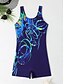 billiga One-piece-baddräkter-Dam Badkläder En bit Monokini Baddräkt Öppen rygg Magkontroll Hög midja Smal Semester Standkläder Geometrisk U-hals Ärmlös Baddräkter