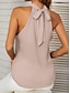 baratos Camisolas &amp; Baby Dolls de mulher-Camisola feminina regata cor sólida estilosa casual sem mangas decote halter tops regulares diários branca rosa fúcsia verão