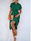 abordables Robe Simple-Femme Robe mi-longue Robe chemise Robe casual Robe Trapèze mode Grande occasion Travail du quotidien Standard Plein Manche Courte Col de Chemise Rose Claire Vert Eté Printemps
