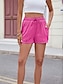 ieftine Bermude-Pentru femei chinez Pantaloni Scurți Modă Șic Stradă Scurt Talie Înaltă Simplu Buzunar Curea elastică Confortabil Απαλό Comfortabil Micro-elastic În aer liber Stradă Verde Gri Negru Alb Roz Vară Fit
