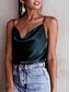 voordelige Damestanktops &amp; hemdjes-Dames Camisole Tank Top Effen Kleur Elegante Stijlvolle Mouwloze Schouder Reguliere Tops Dagelijkse Rugloos Marineblauw Groen Zomer