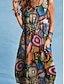 ieftine Rochii Boho-Pentru femei Rochie Lunga Rochie Maxi Rochie casual Rochie Boho cu maneca lunga Rochie Boho Stilat De Bază Casual Vacanță Zilnic Dată Potrivire Largă Grafic Fără manșon Stil Nautic Trifoi Var