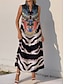 preiswerte Ausgefallene Kleider-Damen Maxidress Casual kleid Boho Chic Kleider Tank-Top Kleid Boho-Kleid Böhmen Brautkleider schlicht Boho Urlaub Täglich Strand Lockere Passform Blumen Ärmellos Gekerbter Hals Schwarz Sommer