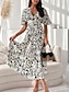 ieftine Rochii florale elegante-Pentru femei Rochii Midi Rochie casual Rochie leagăn Rochie A line Stilat Casual Vacanță Zilnic Fit regulat Floral Manșon scurt În V Alb Roșu-aprins Vară