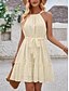 preiswerte Sommerkleider-Damen Minikleid Casual kleid A Linie Kleid Stilvoll Basic Brautkleider schlicht Urlaub Täglich Regular Fit Glatt Ärmellos Halfterhals Grün Aprikose Sommer