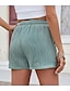 ieftine Bermude-Pentru femei chinez Pantaloni Scurți Modă Șic Stradă Scurt Talie Înaltă Simplu Buzunar Curea elastică Confortabil Απαλό Comfortabil Micro-elastic În aer liber Stradă Verde Gri Negru Alb Roz Vară Fit