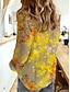 voordelige Bloemen tops-Dames Overhemd Button Down Tuniek Overhemd Kraag Lange Mouwen Bloemendal Dagelijks Stijlvolle Lange Tops Dagelijks Print Geel Lente Herfst
