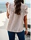 cheap Shirts-Women&#039;s Shirt Blouse Cotton Linen Shirts Floral Stylish Casual Short Sleeve Turtleneck Regular Tops Daily Ruffle Print Black Beige Summer