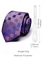 economico Cravatte e papillon da uomo-set da uomo con cravatta e fazzoletto da taschino in seta a quadri viola – elegante e raffinato, perfetto per matrimoni, occasioni aziendali e formali