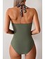 cheap One-piece swimsuits-Women's Swimwear One Piece Monokini Swimsuit Ruched Thong One Piece Tummy Control High Waist Slim Vacation Beach Wear Leopard Halter Neck Sleeveless Bathing Suits