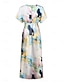 abordables Robes de vacances-robe d&#039;invité de mariage pour femme élégante robe maxi tie dye à manches courtes col en V imprimé coupe ample robe d&#039;été blanche bleue violette quotidienne