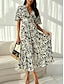 ieftine Rochii florale elegante-Pentru femei Rochii Midi Rochie casual Rochie leagăn Rochie A line Stilat Casual Vacanță Zilnic Fit regulat Floral Manșon scurt În V Alb Roșu-aprins Vară