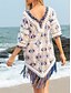 preiswerte Strandkleider-Damen Badeanzug Zudecken Schwimm-Kleid Bademode Strick Randbereich Urlaub Strandbekleidung Graphic V Ausschnitt Kurze Ärmel Badeanzüge