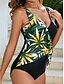 cheap One-piece swimsuits-Women&#039;s Swimwear One Piece Monokini Swimsuit Backless Tummy Control High Waist Slim Vacation Beach Wear Floral V Neck Sleeveless Bathing Suits