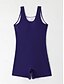 billiga One-piece-baddräkter-Dam Badkläder En bit Monokini Baddräkt Öppen rygg Magkontroll Hög midja Smal Semester Standkläder Geometrisk U-hals Ärmlös Baddräkter
