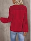 billige Lace Toppe-Kvinders hvide elegante blonde tops øjeklip bluse afslappet ensfarvet almindelige tops langærmet V-hals blonde patchwork almindelig pasform dagligt romantisk petite tops sommerferie slid hvid rød