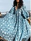 ieftine Rochii casual florale-Pentru femei Rochii Midi Rochie casual Stilat Casual Vacanță Zilnic Fit regulat Floral Lungime Manșon 3/4 Stil Nautic Bleumarin Albastru piscină Primăvară Toamnă