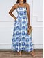 abordables Robes Floraux Imprimés-Femme Robe Maxi Robe casual Robe Évasée Robe d&#039;été Robe Trapèze Tropique Décontractées Vacances du quotidien Plage Standard Floral Sans Manches Dos nu Bleu Marron Eté