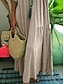 preiswerte Kleider-Damen Maxikleid Baumwoll-Leinen-Kleider Freizeitkleid Basic Lässig Urlaub Täglich Normale Passform Einfach Kurzarm V Ausschnitt Rote Orange Khaki Dunkelblau Sommer