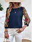 voordelige Elegante topjes-Dames Overhemd Blouse Bloemig Stijlvol Casual 3/4 mouw Strakke ronde hals Normale tops Dagelijks Netstof Geborduurd Afdrukken Zwart Marineblauw Zomer Lente