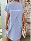 abordables Robe Rayée et Géométrique-Femme Robe mi-longue Robe chemise mode Décontractées Vacances du quotidien Standard marinière Manche Courte Col de Chemise Noir Bleu Eté