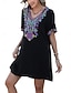 abordables Vestidos boho-día de San Valentín Mujer Normal Mini vestido Vestidos Boho Chic Vestido de una línea Vestido bohemio Bohemia Elegante Clásico Mangas al codo Vacaciones Fiesta Diario Moldeado al Cuerpo Geométrico