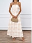 abordables Robes Floraux Imprimés-Femme Robe Maxi Robe casual Robe Évasée Robe d&#039;été Robe Trapèze Tropique Décontractées Vacances du quotidien Plage Standard Floral Sans Manches Dos nu Bleu Marron Eté
