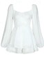 baratos Vestidos casuais brancos-Mulheres Minivestido Vestido branco Vestido A Line à moda Casual Manga lanterna Férias Diário Encontro Normal Tecido Manga Longa Decote Quadrado Preto Branco Rosa Vinho Verão Outono