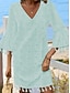abordables Vestidos de encaje blanco-Mujer Mini vestido Vestido blanco Casual manga acampanada Vacaciones Diario Holgado Manga 3/4 Escote en Pico Blanco Verde Claro Verano