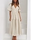 economico Abiti da festa-Per donna Vestito maxi Abito casual Abito linea A Moda Essenziale Informale Da mare Giornaliero Standard Liscio Mezza manica A V Verde Beige Estate Primavera