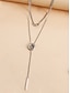 preiswerte Halskette für Damen-mehrreihige Silberkette mit Kreis- und Balkenanhänger, minimalistischer Statement-Schmuck für Frauen, perfekt für Partys, Verabredungen und den Alltag