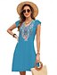 baratos Vestidos Estilo Boho-Dia dos Namorados Mulheres Normal Minivestido Vestidos Boho Chic Vestido A Line Vestido Boho Boêmia à moda Clássico Concha Ombro frio Férias Festa Diário Forma Assenta Geométrica Tecido Sem Manga