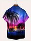 abordables Chemises imprimées pour hommes-Homme Cocotier Ciel étoilé Chemise hawaïenne Chemise boutonnée Chemise Aloha Manche Courte Hawaïen Station balnéaire Vacances Tenues de plage Eté Printemps Col rabattu chemises à col Bleu de minuit
