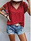 preiswerte Damen Urlaub Oberteile-Damen Valentinstag Hemd Bluse Bohemia Retro Vintage Blumen Normal Oberteile Kurzarm V-Ausschnitt Print Normale Passform Alltag Casual Rot Beige Sommer Frühling Herbst