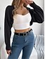 billige Åpen front cardigan-Dame Kofte Kabelstrikket genser Gatemote Daglig Stilfull Ren farge Tykk Heklet Åpen Forside Uthult Strikket Raglan Ermer Lanterne Erme Langermet Crop Tops Strikke Hjem Fest Daglig Svart Hvit Vår Høst