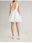 billiga Små vita klänningar-Beach liten examensvit klänningar Boho bröllopsklänningar ball gown V-hals scoophals ärmlös kort/minikjol jersey bruddräkter brudklänningar med plisseringar solid färg