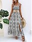 abordables Vestidos Florales Impresos-Mujer Vestido maxi Vestido informal Vestidos Boho Chic Vestido lencero Bohemia Estilo lindo Casual Vacaciones Diario Playa Holgado Floral Sin Mangas Con Tirantes Negro Azul Piscina Verano