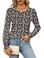 voordelige Vrouwen Werk Tops-Dames Overhemd Blouse Effen Kleur Basic Casual Lange mouw Strakke ronde hals Normale tops Dagelijks Met ruches Zwart Wit Blozend Roze Wijn blauw Zomer Lente